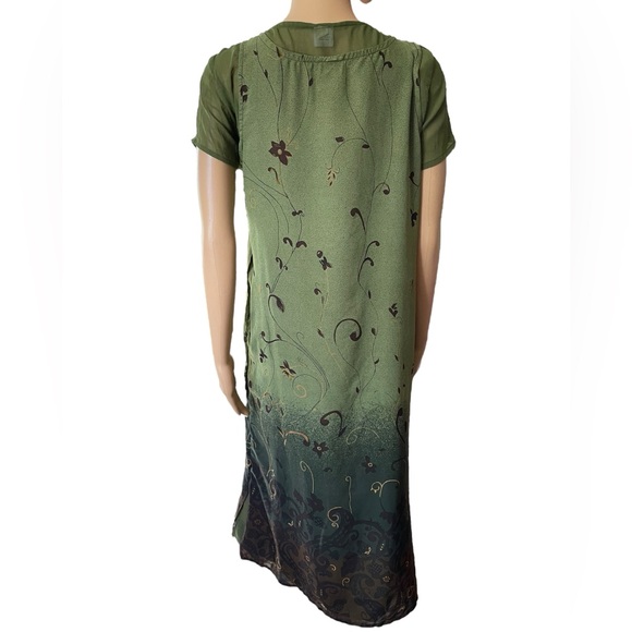 Erika Brooke Vintage 70s Earthy Hippie Witchy Floral Semi Opaque Midi Dress Set - Picture 5 of 6